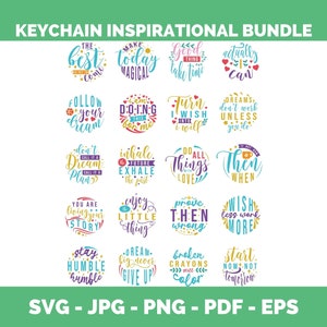Brelok Svg Bundle Brelok Inspirujące Cytaty Okrągły Brelok Svg Powiedzenia Na Breloczki Akrylowe, Wzory Breloczków Okrągłych