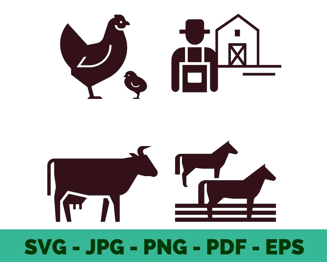Farm Animals Svg Farm Animal Svg Farm Icon Cartoon Farm Animal - Etsy
