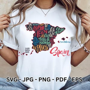 Spain Map Clipart SVG | España Travel Vector for T-Shirt Printing, Sublimation Cricut | Madrid & Barcelona Instant Download