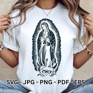 Virgen de Guadalupe SVG Virgen María México Clipart religioso Descarga digital instantánea para sublimación de Cricut
