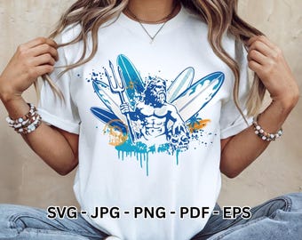 Paquete SVG de Poseidón / Clipart del tridente del dios griego, vector de mitología griega / Diseño de sublimación para camisetas, descarga digital instantánea