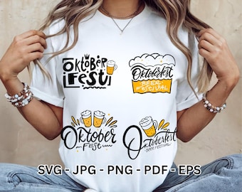 オクトーバーフェストSVGバンドルPNG｜ビールジョッキプレッツェルドイツクリップアート｜飲酒フェスティバルTシャツクリカット昇華プリント即時ダウンロード