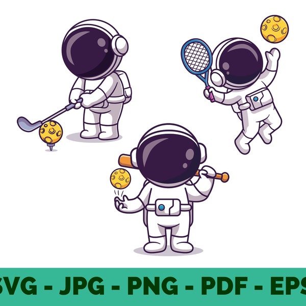 Cute Astronaut bundle Svg sport svg kid astronaut svg bundle cosmonaut svg space svg sport astronaut svg