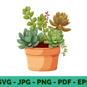 Succulent Clipart | Watercolor Succulent PNG | Botanical Art | Plant Illustration | Printable Sublimation Design | Cricut File