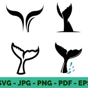 Whale Tail SVG Bundle: Orca Silhouette, Marine Life Vector (Digital Download