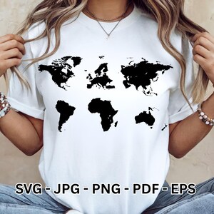 World Map SVG Bundle | Printable Wall Art & Travel Clipart | Map of the World for Cricut | Digital Download