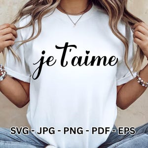 Je T'aime SVG | French Love Quote Clipart | Valentine's Day Vector Design Cricut Sublimation Digital Download