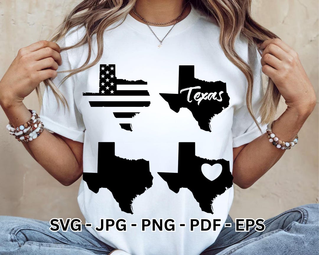 Texas SVG Bundle: USA Map Clipart, Austin Cowboy Design (digital ...