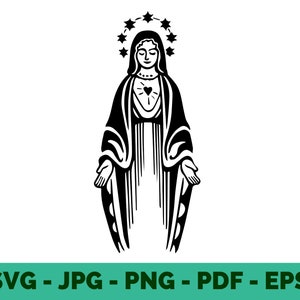 Virgen de Guadalupe SVG / PNG / Virgen Stamp White / Vergine Maria / Madre Maria / Signora Guadalupe / Vergine del Messico / Vettore / Cricut