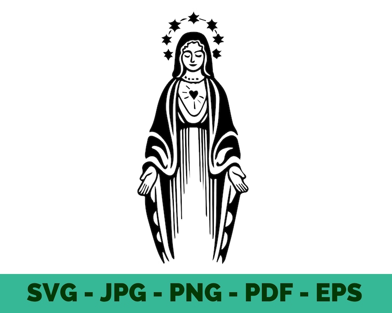 Virgen De Guadalupe SVG / PNG / Virgen Stamp White / Virgin Mary