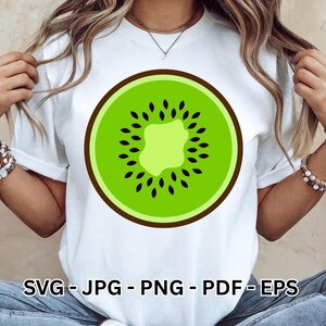Kiwi SVG | Kiwi Fruit Slice Clipart | Tropical Kiwi Vector Design | PNG & Cricut Sublimation File