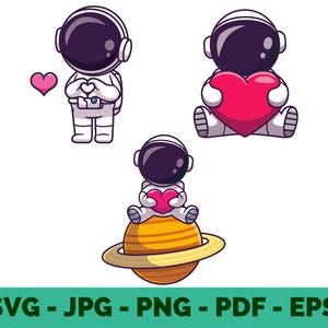 Lindo paquete de astronauta Svg corazón svg niño astronauta paquete svg cosmonauta svg espacio svg lindo corazón svg