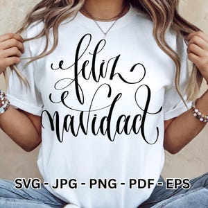Feliz Navidad SVG Design | Merry Christmas Spanish Quote | Xmas Holiday Clipart | Vector & Cricut Cut File
