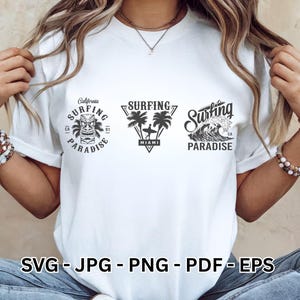 Surf Clipart Bundle | Waves, Surfboard, Surfing Line Art | Beach T-shirt Design | Vector SVG for Cricut & Sublimation
