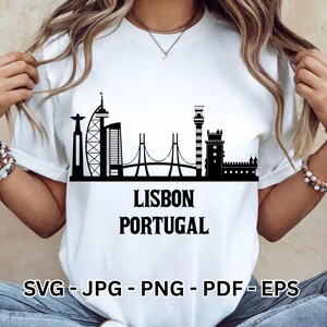 Lisbon SVG | Portugal Skyline Silhouette Clipart | Portuguese Designs for Shirts | Sublimation PNG and Cricut File