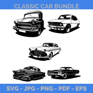 Classic Cars SVG | Vintage Antique Car Silhouettes | Race Car Clipart | Vehicle Vector | Cricut Silhouette Cut Files