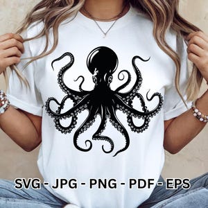 Octopus SVG Sea Animal Clipart, Tentacle Marine Life Vector Cut File Digital Download for Cricut Sublimation