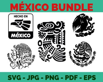 Mexican Coat of Arms SVG Bundle for Cricut | Eagle Cactus Snake Seal Clipart | Instant Digital Download