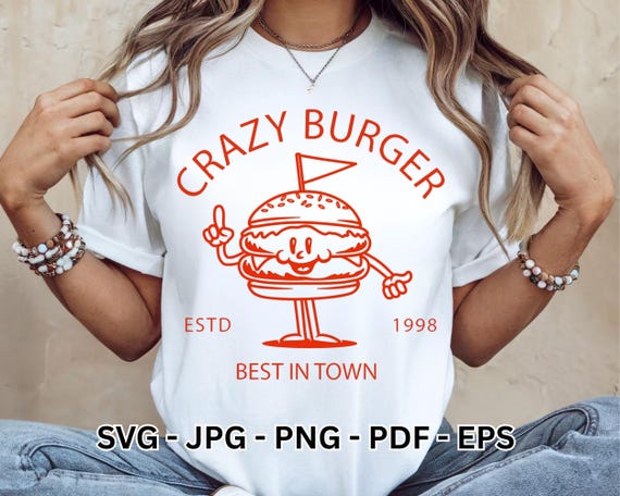 Vintage Cheeseburger SVG Bundle | Retro Hamburger Clipart | Fast Food Vector Silhouette Cricut Sublimation T-Shirt Digital Download