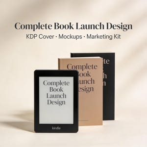 Paquete completo de diseño de lanzamiento de libros para autores de KDP: portada, maquetas y gráficos de marketing.