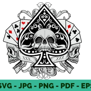 Poker SVG / Casino SVG / Gambling / Online Poker / Playing Poker / Skull / Tshirt Desing / Vector / Cricut file