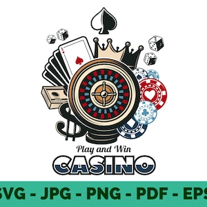 Clipart de cassino / Ficha de pôquer / Las Vegas / Pôquer / Jogos de azar / Design de camisetas / Sublimação