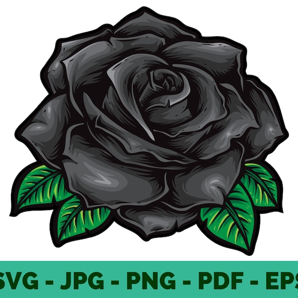 Rose Black Clipart / Black Roses / Black Rose Vector / Gothic Rose Black / Rose Sublimation / Rose Clipart