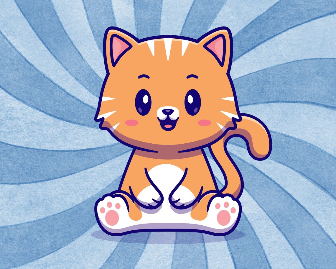 Cat Clipart / Cute Cat / PNG / Curious Kitten / Cartoon / Kawaii Cat