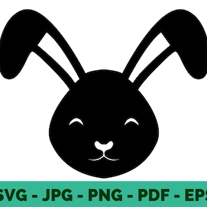 Rabbit SVG | Cute Bunny Face | Cartoon Mascot | Easter Bunny | Vector | Clipart | Cricut File