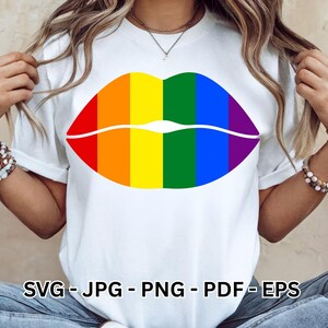 LGBT Pride Clipart| Gay Lesbian Kiss Clipart | Rainbow Colors | T-Shirt Sublimation Design | Cricut File