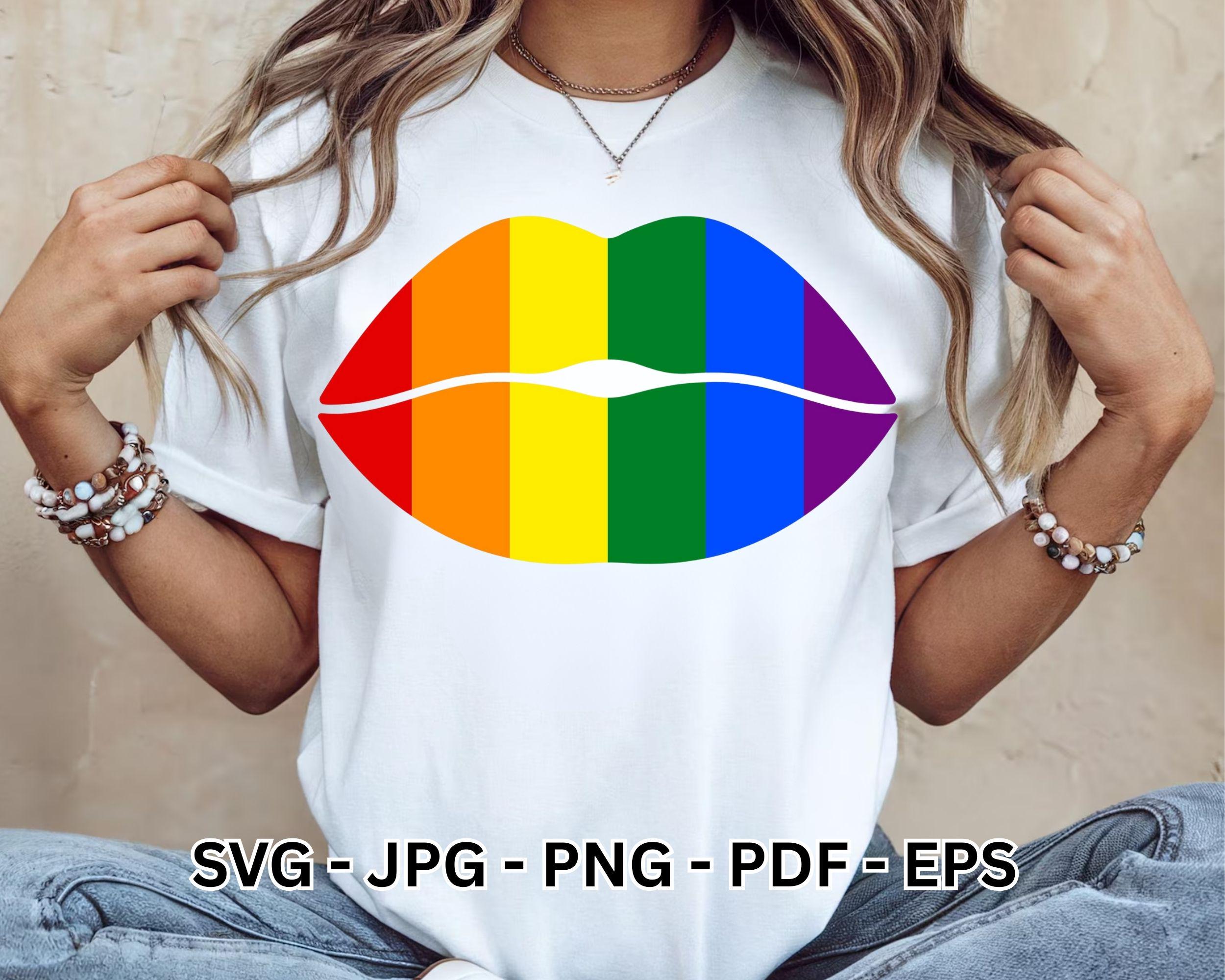 LGBT Pride Clipart| Gay Lesbian Kiss Clipart | Rainbow Colors | T-Shirt Sublimation Design | Cricut File