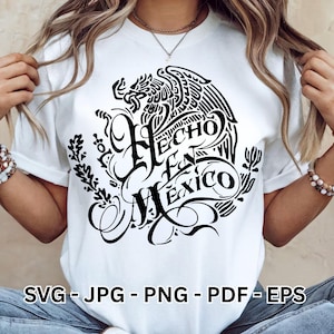 Hecho en México SVG | Mexican Pride Clipart | Latina Mexico Coat of Arms | Eagle & Flag Design | T-Shirt Cricut File