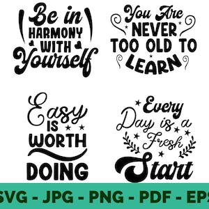 Motivational Quotes Clipart | Inspirational Life Quotes SVG Bundle | Positive Sayings for Cricut | “Life is Short” Quote Design