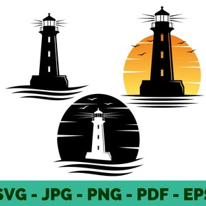 Lighthouse SVG / Leuchtturm SVG / Nautical / Marine / Ocean / Sea / Beach / Bundle / Vector / PNG / Clipart / Cricut