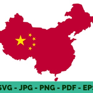 China Clipart | China Landkarte | Chinesische Flagge | Druckbare PNG | T-Shirt Motive | Sublimationsdruck | Cricut-Datei