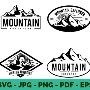 Mountain Bundle | Mountain Clipart SVG | Silhouette & Cut Files for Cricut | Mountain T-Shirt Designs | Sublimation Graphics