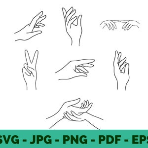 Hand SVG Collection | Line Art Hands Clipart | Hands SVG for Cricut & Crafting Projects