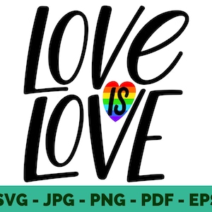 Gay SVG | Lesbian Love is Love Quote | LGBTQ+ Valentine’s Day Clipart | Sublimation & Cricut File | Pride Vector Design