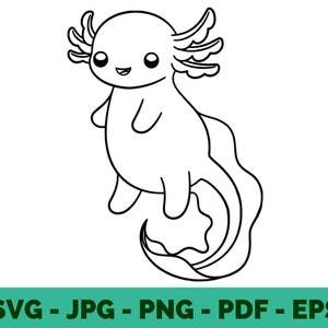 Axolotl SVG / Outline / Axolote / Cute / Cartoon / Mexican / Clipart / Cricut File