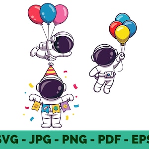 Cute Astronaut / Clipart / Bundle / Birthday / Astronaut / Cosmonaut / Space / SVG / Vector
