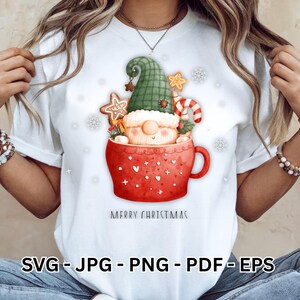 Christmas Gnomes Watercolor Clipart | Nordic Scandinavian Holiday Magical Winter Xmas Design | Cute Christmas Tree Snow Vector Printable