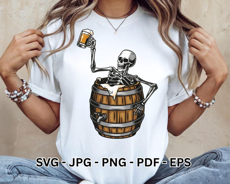 Funny Drunk Clipart: Beer Skull Design - Cricut, Sublimation (digital ...