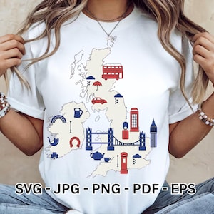 United Kingdom Map SVG, UK Map SVG, London England Map Clipart, British Isles Vector, Scotland Wales Ireland Silhouette Cricut Cut File