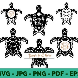 Turtle SVG Bundle | Sea Turtle Clipart | Ocean & Summer Designs | Vector Silhouette Files for Cricut