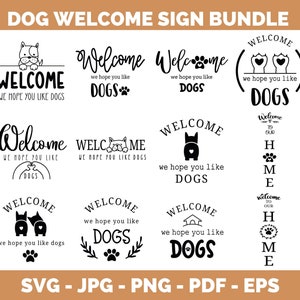 Welkomstbord hond SVG: voordeurdecor clipart (digitale bestanden)