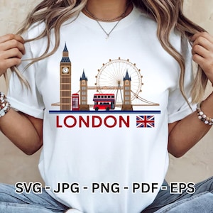 Paquete de imágenes prediseñadas SVG de Londres, Puente de Londres, Torre de Londres, Inglaterra, Reino Unido, mapa, descarga instantánea