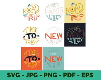 Road Trip SVG Bundle Travel Adventure Clipart, Roadtrip Vector Designs Digital Download for Cricut Sublimation