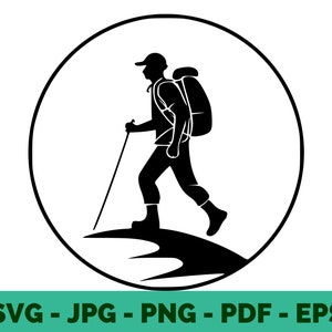 Hiking SVG | Hiker Clipart | Adventure | Hiking Gift | Mountain Trek | Nature Lover | Outdoor Explore | Tshirt Design | Sublimation | Cricut