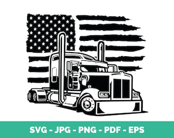 US Semi truck Svg, American Semi Truck, Truck Driver Png, Trucker Svg, 18 Wheeler Svg, Gift for Him, Cut Files for Cricut, Clipart, Svg, Png