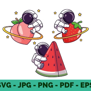 Lindo astronauta / Clipart / Paquete / SVG / Fruta / Niño astronauta / Cosmonauta / Espacio / Fruta astro / Vector / PNG